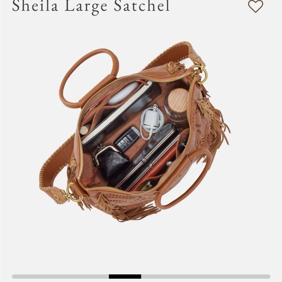 Hobo Sheila Large Satchel Henna Honey Brown Pebble Leather Tote Bag - Picture 10 of 15